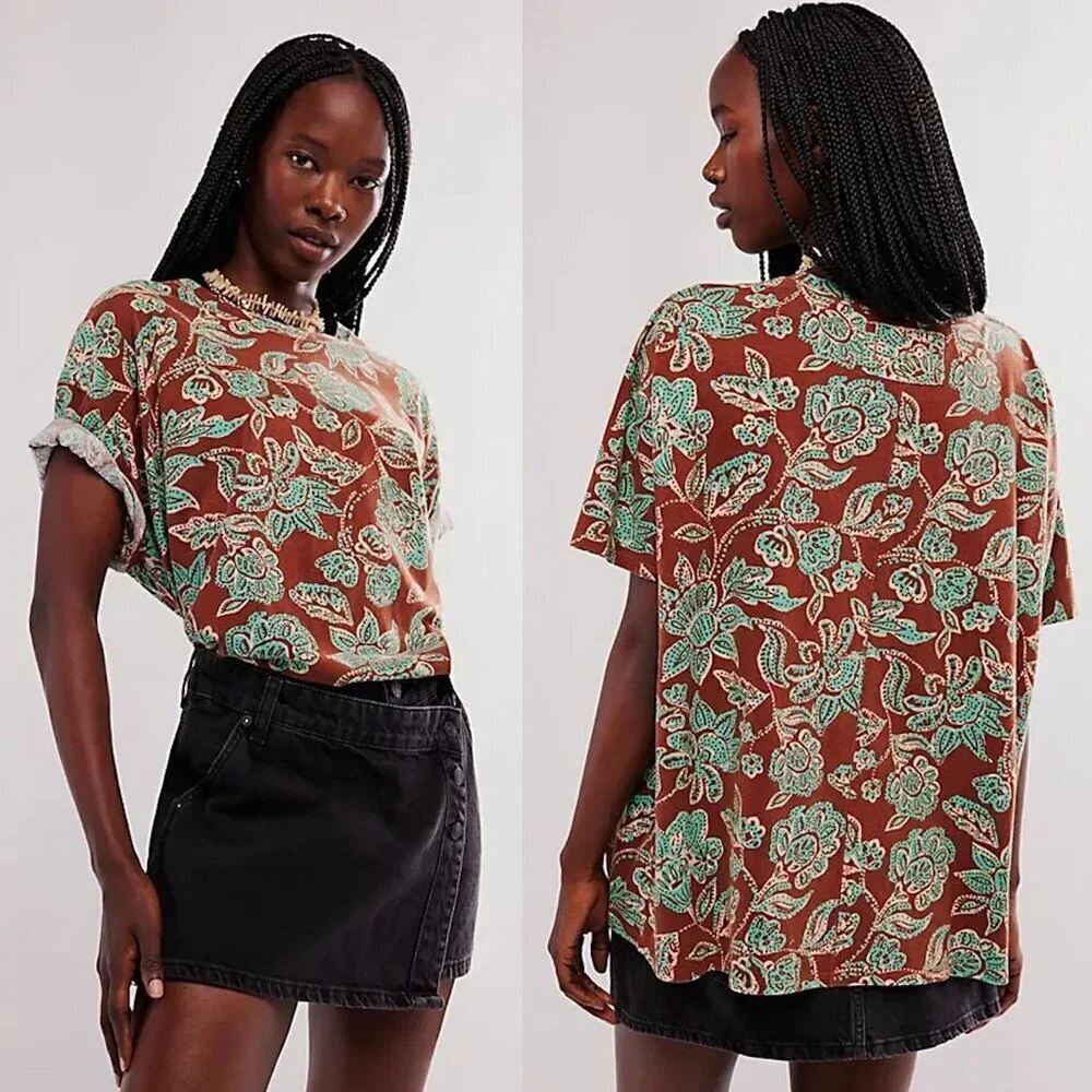 New Free People We The Free Nina Printed Tee Size M